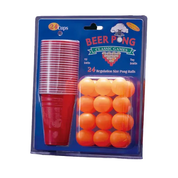 Beer Pong Game Set 48-Piece Set 16oz Blue and Red Plastic Cups Pong Game Bar...