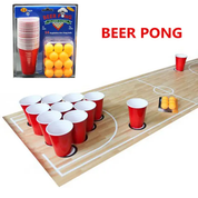 Beer Pong Game Set 48-Piece Set 16oz Blue and Red Plastic Cups Pong Game Bar...